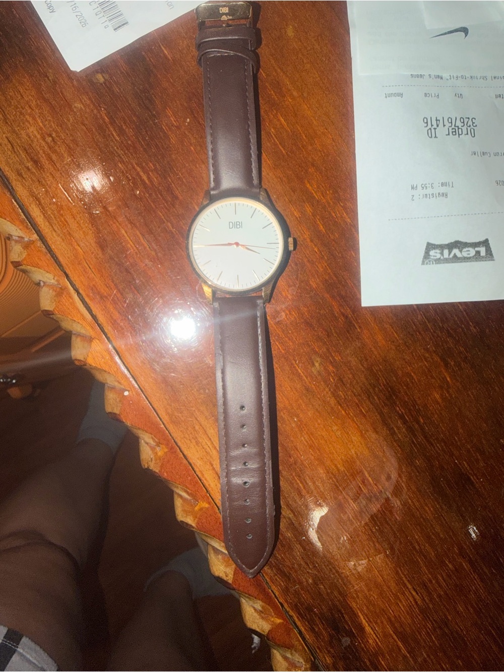 Dibi Men's Brown Leather Strap Watch